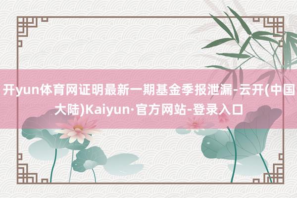开yun体育网证明最新一期基金季报泄漏-云开(中国大陆)Kaiyun·官方网站-登录入口